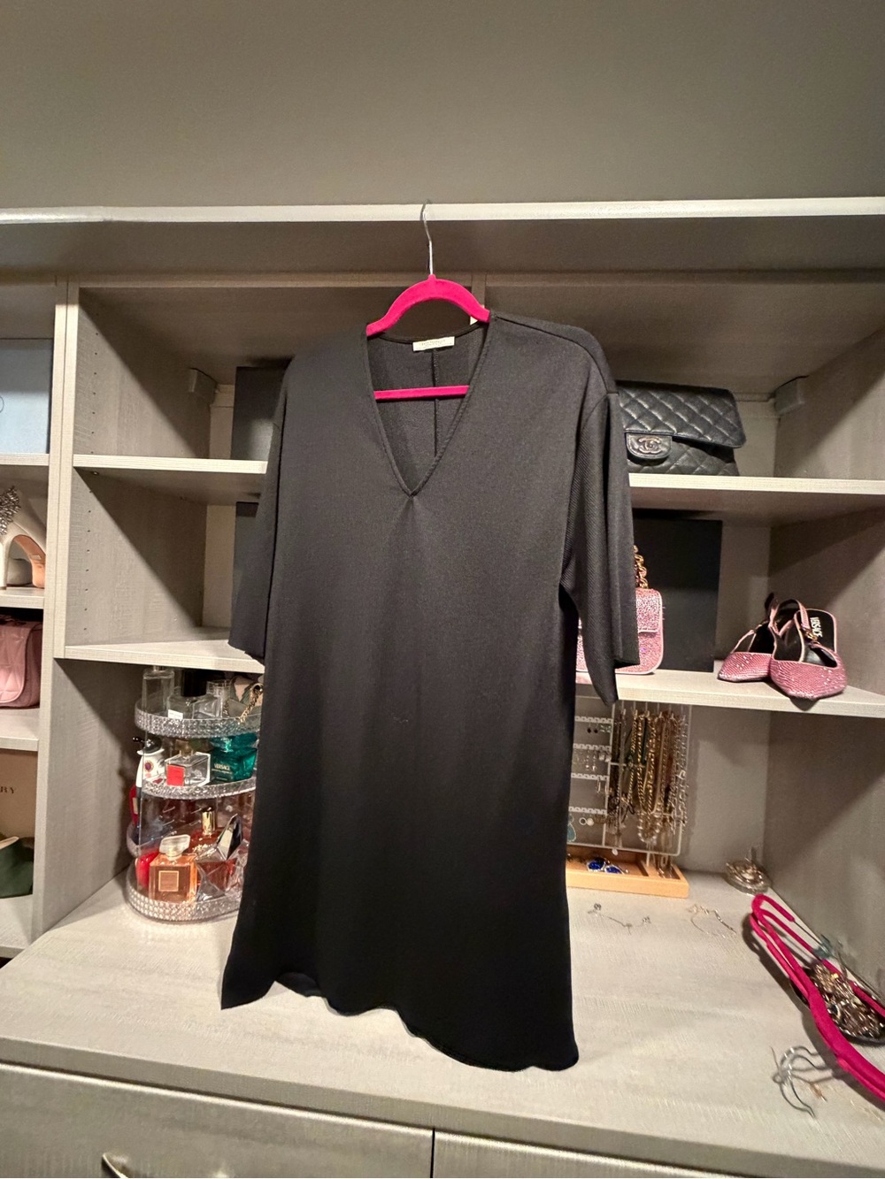 Zara Black V-Neck Short Sleeve Dress